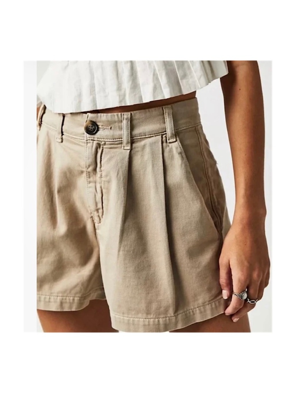 Free People Billie Chino Short, Size 12, NWT, khaki almond color